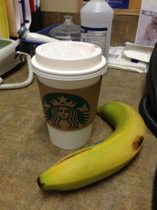 Early morning = a little pick-me-up and a nana